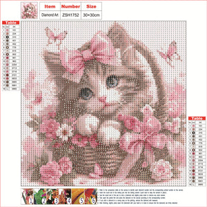 Cute Pink Cat 30*30CM(Canvas) Full Round Drill Diamond Painting