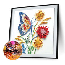 Load image into Gallery viewer, Paper Quilling Butterfly 30*30CM(Canvas) Partial Special Shaped Drill Diamond Painting
