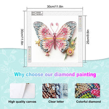 Load image into Gallery viewer, Paper Quilling Butterfly 30*30CM(Canvas) Partial Special Shaped Drill Diamond Painting

