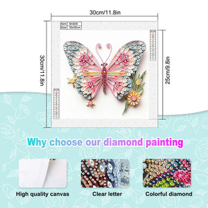 Paper Quilling Butterfly 30*30CM(Canvas) Partial Special Shaped Drill Diamond Painting