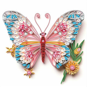 Paper Quilling Butterfly 30*30CM(Canvas) Partial Special Shaped Drill Diamond Painting