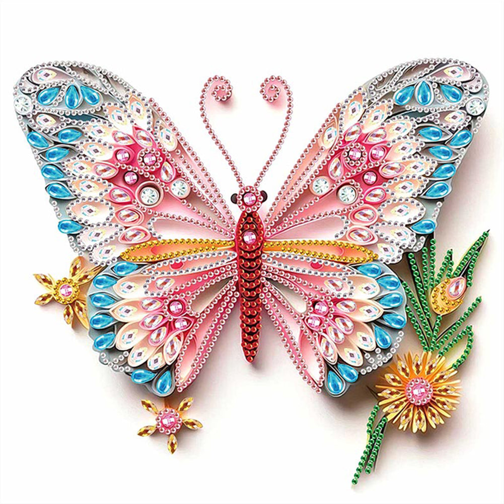 Paper Quilling Butterfly 30*30CM(Canvas) Partial Special Shaped Drill Diamond Painting