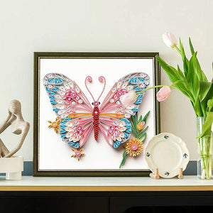 Paper Quilling Butterfly 30*30CM(Canvas) Partial Special Shaped Drill Diamond Painting