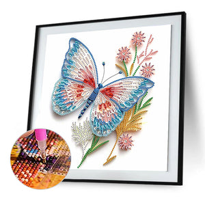 Paper Quilling Butterfly 30*30CM(Canvas) Partial Special Shaped Drill Diamond Painting
