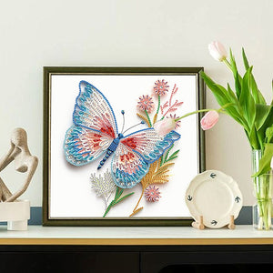 Paper Quilling Butterfly 30*30CM(Canvas) Partial Special Shaped Drill Diamond Painting