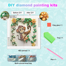 Load image into Gallery viewer, Paper Quilling Monkey 30*30CM(Canvas) Partial Special Shaped Drill Diamond Painting

