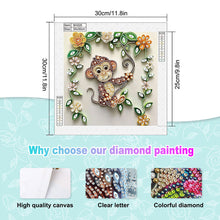 Load image into Gallery viewer, Paper Quilling Monkey 30*30CM(Canvas) Partial Special Shaped Drill Diamond Painting
