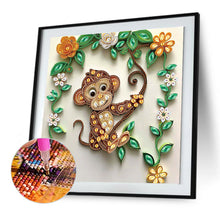 Load image into Gallery viewer, Paper Quilling Monkey 30*30CM(Canvas) Partial Special Shaped Drill Diamond Painting
