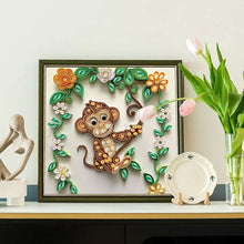 Load image into Gallery viewer, Paper Quilling Monkey 30*30CM(Canvas) Partial Special Shaped Drill Diamond Painting
