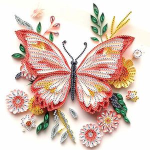 Paper Quilling Butterfly 30*30CM(Canvas) Partial Special Shaped Drill Diamond Painting