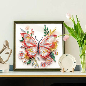Paper Quilling Butterfly 30*30CM(Canvas) Partial Special Shaped Drill Diamond Painting