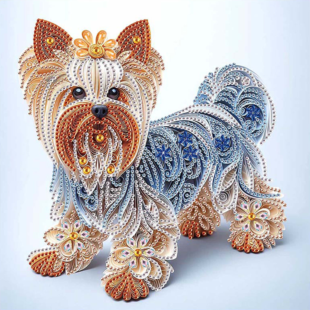 Paper Quilling Puppy 30*30CM(Canvas) Partial Special Shaped Drill Diamond Painting