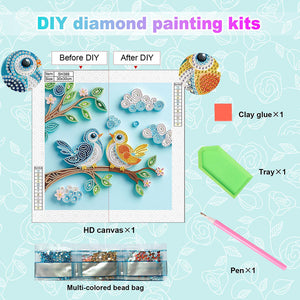 Paper Quilling Bird 30*30CM(Canvas) Partial Special Shaped Drill Diamond Painting