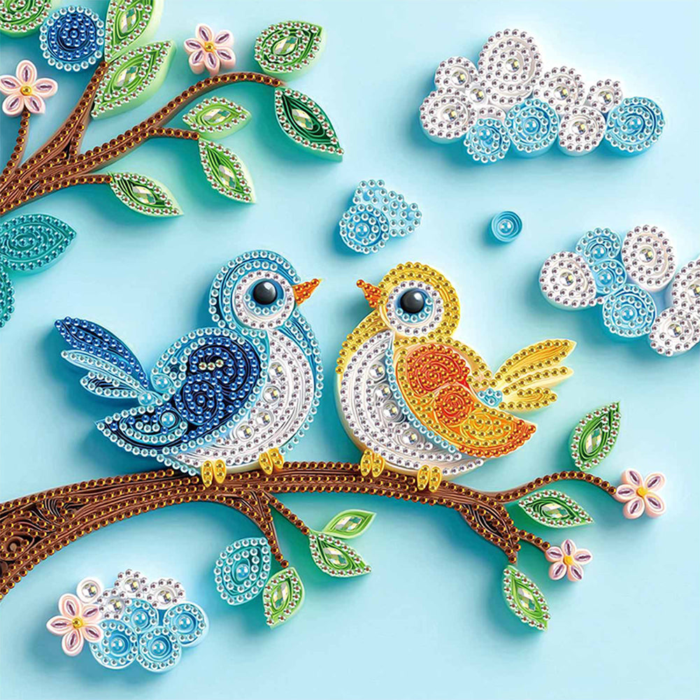Paper Quilling Bird 30*30CM(Canvas) Partial Special Shaped Drill Diamond Painting