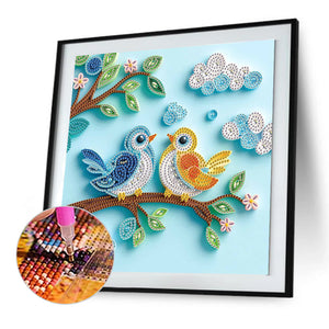 Paper Quilling Bird 30*30CM(Canvas) Partial Special Shaped Drill Diamond Painting