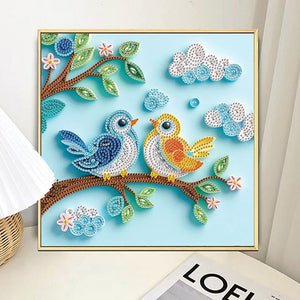 Paper Quilling Bird 30*30CM(Canvas) Partial Special Shaped Drill Diamond Painting