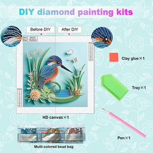 Paper Quilling Bluebird 30*30CM(Canvas) Partial Special Shaped Drill Diamond Painting