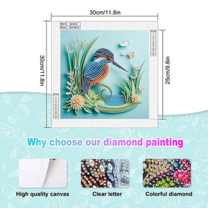 Paper Quilling Bluebird 30*30CM(Canvas) Partial Special Shaped Drill Diamond Painting