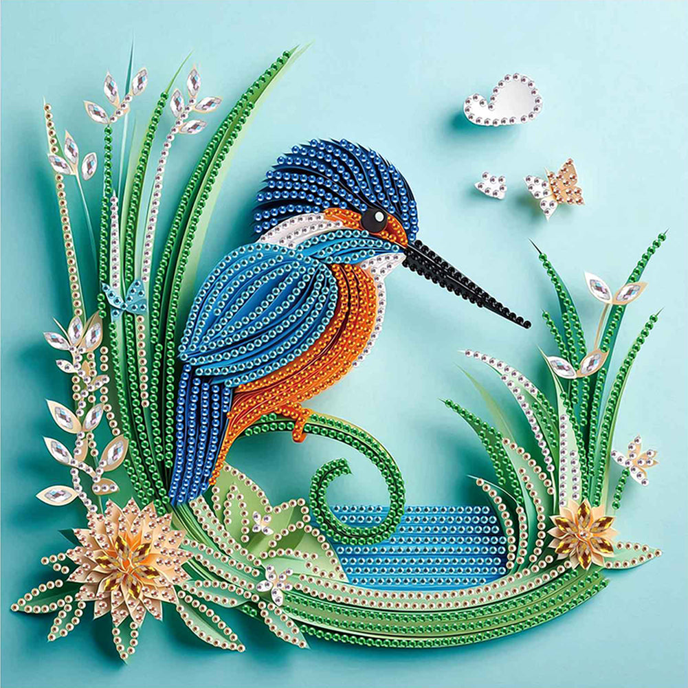 Paper Quilling Bluebird 30*30CM(Canvas) Partial Special Shaped Drill Diamond Painting