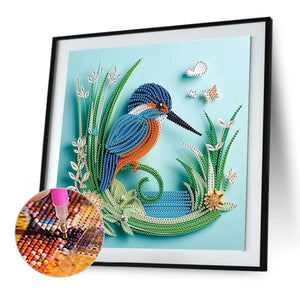 Paper Quilling Bluebird 30*30CM(Canvas) Partial Special Shaped Drill Diamond Painting