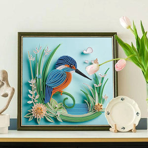 Paper Quilling Bluebird 30*30CM(Canvas) Partial Special Shaped Drill Diamond Painting