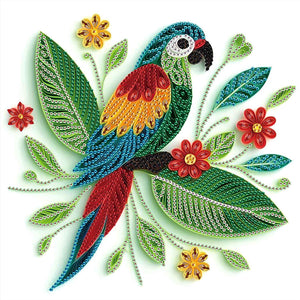 Quilled Parrot 30*30CM(Canvas) Partial Special Shaped Drill Diamond Painting