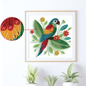 Quilled Parrot 30*30CM(Canvas) Partial Special Shaped Drill Diamond Painting