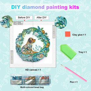Paper Quilling Puppy 30*30CM(Canvas) Partial Special Shaped Drill Diamond Painting
