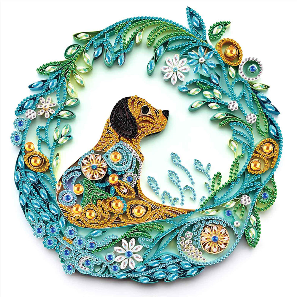 Paper Quilling Puppy 30*30CM(Canvas) Partial Special Shaped Drill Diamond Painting