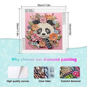 Paper Quilling Panda 30*30CM(Canvas) Partial Special Shaped Drill Diamond Painting