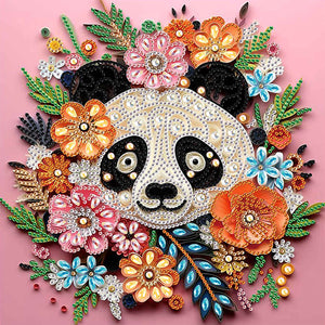 Paper Quilling Panda 30*30CM(Canvas) Partial Special Shaped Drill Diamond Painting