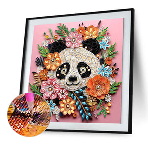 Paper Quilling Panda 30*30CM(Canvas) Partial Special Shaped Drill Diamond Painting