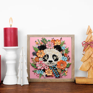 Paper Quilling Panda 30*30CM(Canvas) Partial Special Shaped Drill Diamond Painting