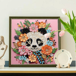 Paper Quilling Panda 30*30CM(Canvas) Partial Special Shaped Drill Diamond Painting