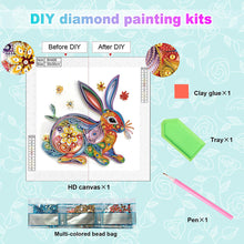 Load image into Gallery viewer, Paper Quilling Rabbit 30*30CM(Canvas) Partial Special Shaped Drill Diamond Painting
