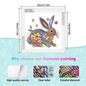 Paper Quilling Rabbit 30*30CM(Canvas) Partial Special Shaped Drill Diamond Painting