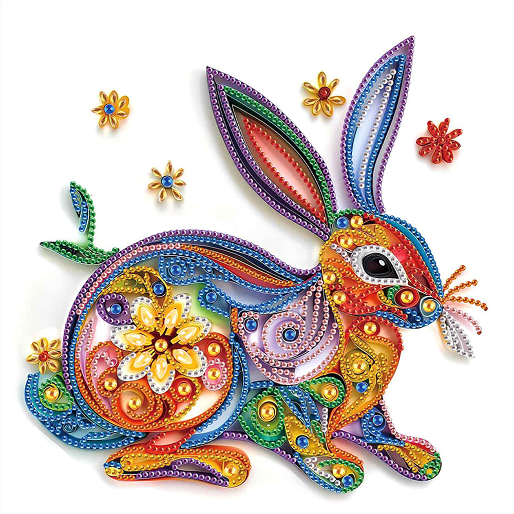 Paper Quilling Rabbit 30*30CM(Canvas) Partial Special Shaped Drill Diamond Painting