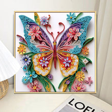 Load image into Gallery viewer, Paper Quilling Butterfly 30*30CM(Canvas) Partial Special Shaped Drill Diamond Painting
