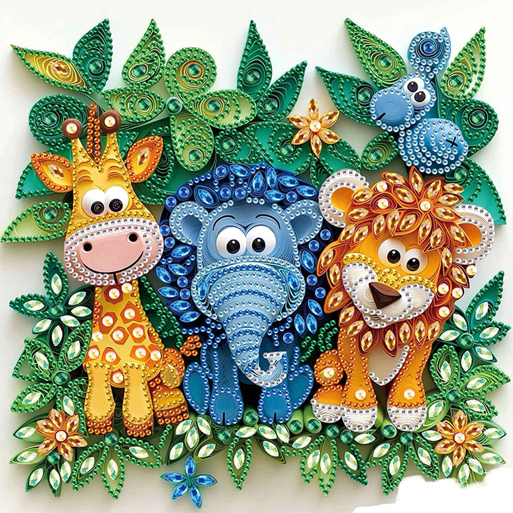 Paper Quilling Lion 30*30CM(Canvas) Partial Special Shaped Drill Diamond Painting