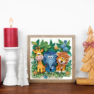 Paper Quilling Lion 30*30CM(Canvas) Partial Special Shaped Drill Diamond Painting