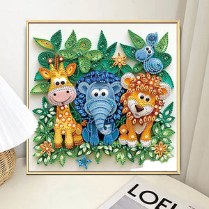 Paper Quilling Lion 30*30CM(Canvas) Partial Special Shaped Drill Diamond Painting