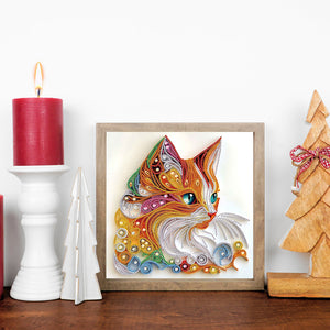 Paper Quilling Cat 30*30CM(Canvas) Partial Special Shaped Drill Diamond Painting