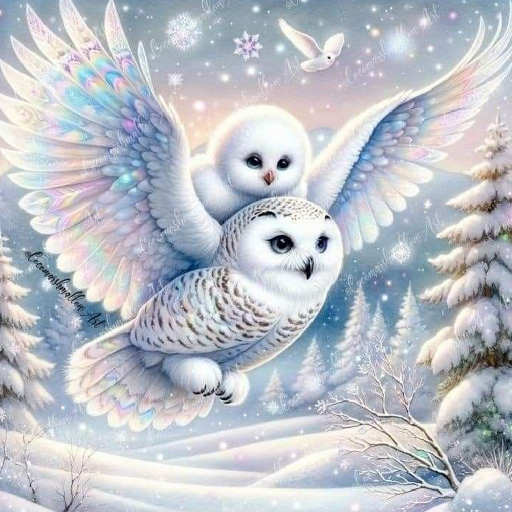 White Owl 30*30CM(Canvas) Full Round Drill Diamond Painting