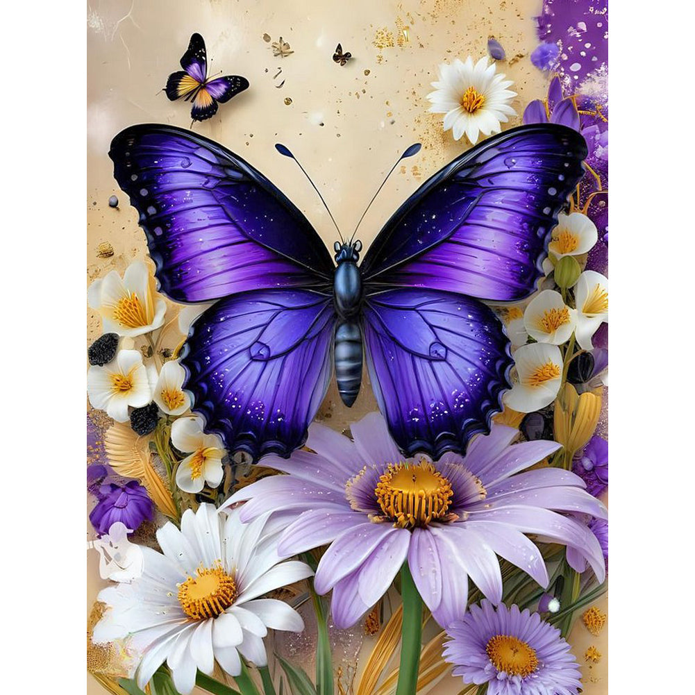 Butterfly Daisy 30*40CM(Canvas) Full Round Drill Diamond Painting