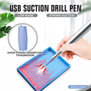 Electric Diamond Painting Pen USB Rhinestone Placement Tool DIY Art Tool (Blue)