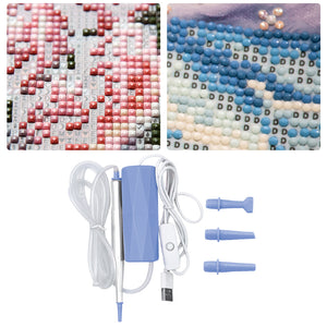 Electric Diamond Painting Pen USB Rhinestone Placement Tool DIY Art Tool (Blue)