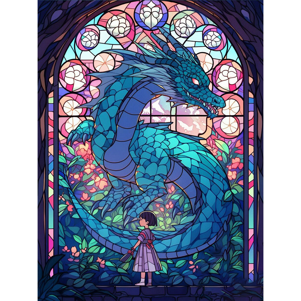 Dragon And Girl 30*40CM(Canvas) Full Round Drill Diamond Painting
