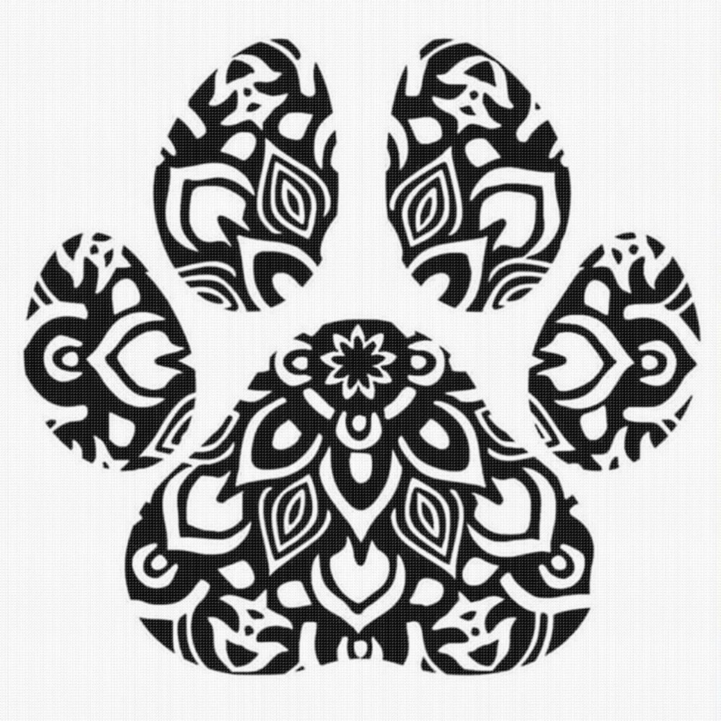 Paw Silhouette - Full 11CT Stamped Cross Stitch 40x40CM - Huacan