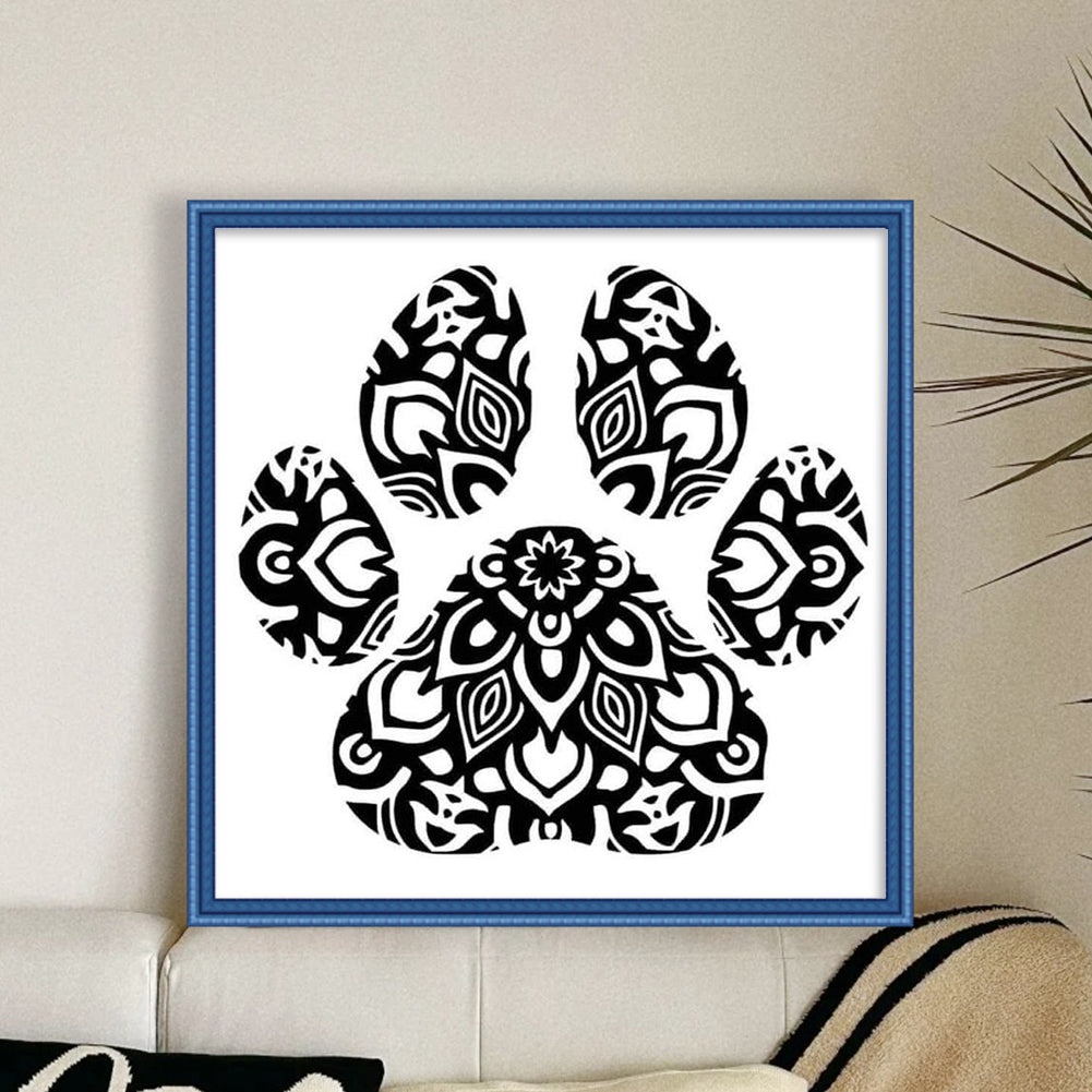 Paw Silhouette - Full 11CT Stamped Cross Stitch 40x40CM - Huacan