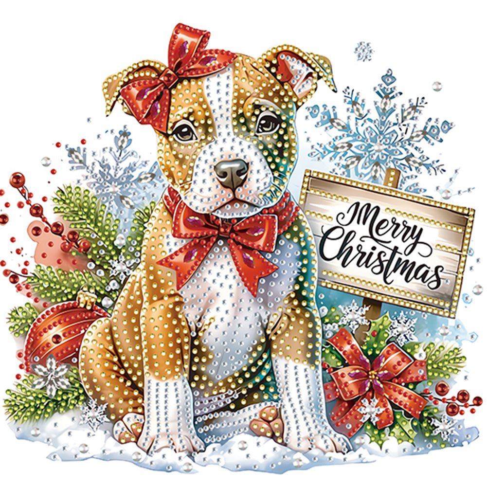 Christmas Dog 30*30CM(Canvas) Partial Special Shaped Drill Diamond Painting
